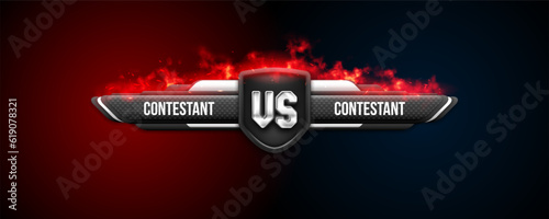 Versus banner with fire and sparks. Sport battle template. Vector illustration.