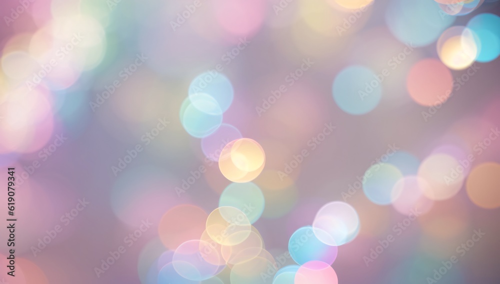 Fototapeta premium Festive pastel background with bokeh effect, AI Generated.