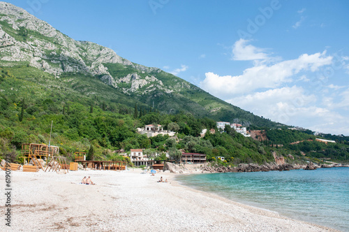 Fototapeta Naklejka Na Ścianę i Meble -  View on the beach of Drobni Pijesak, Montenegro.