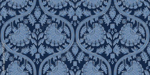 BAROQUE RENAISSANC FLORAL ALL OVER PRINT SEAMLESS PATTERN VECTOR ILLUSTRATION photo