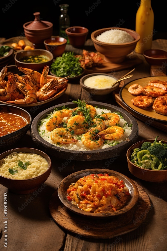 Brazilian food, mouthwatering, colorful, diverse, energetic