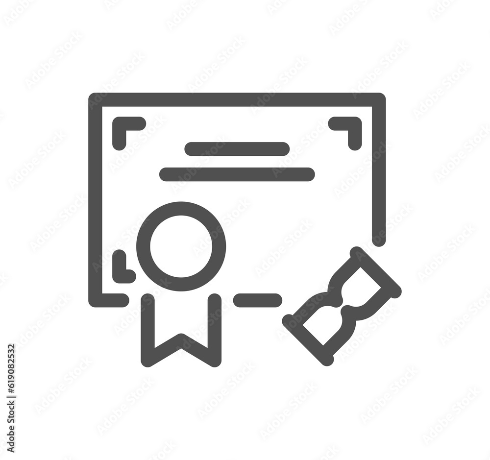 Diploma and certificate related icon outline and linear symbol.
