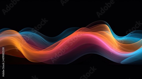 Vibrant and abstract smoke wave on a dark backdrop. Abstract background created with Generative Ai Technology