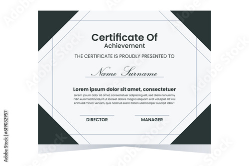 Certificate Template in Black and White Colors. EPS 10 Vector.