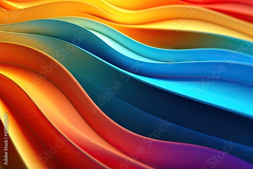 Vibrant and abstract multicolored background with flowing wavy lines, created with Generative Ai Technology