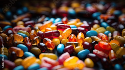 A closeup photo of a variety of pills and capsules
