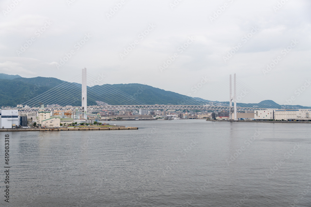 View of Higashi-Kobe bridge from Kobe port