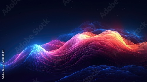Abstract glowing gradient waves background, created with Generative Ai Technology