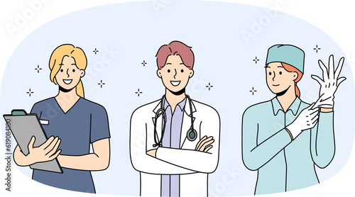 Smiling diverse doctor in uniform in hospital