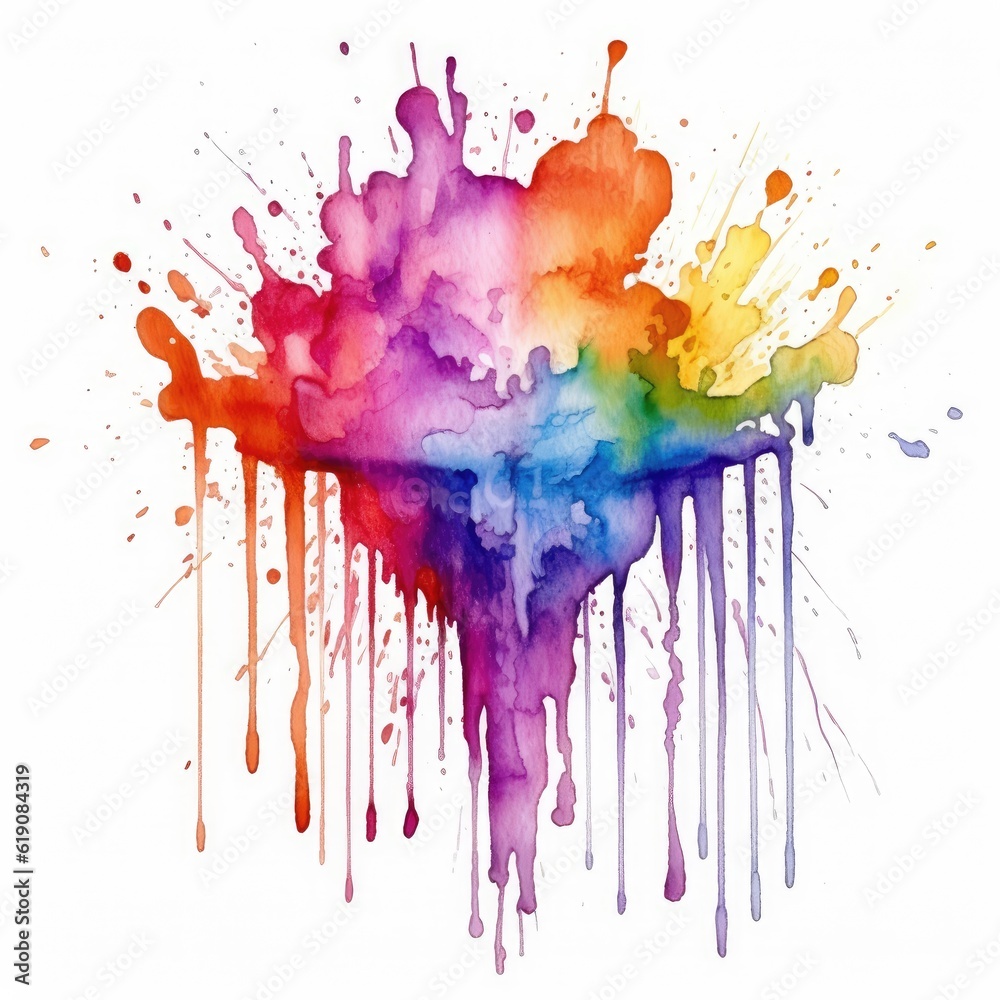 Fototapeta premium Colorful paint splatter on a white background, created with Generative Ai Technology