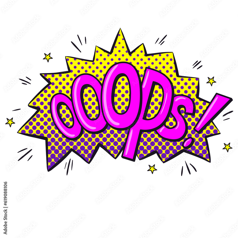 Fototapeta premium Comics text sound effects. Bubble speech phrase Ooops. Vector illustration