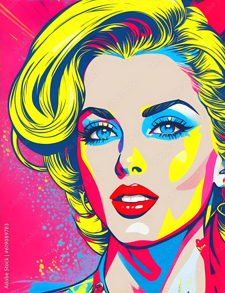 Pop art illustration, banner, texture or background of a beautiful woman.

