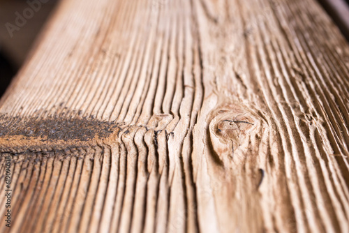 Vintage brushed old board of hard wood