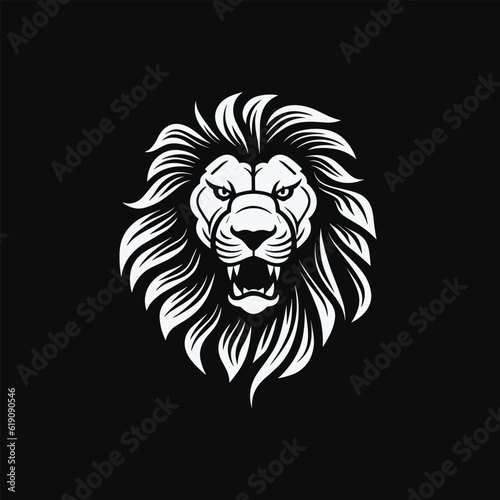 lion head black and white logo