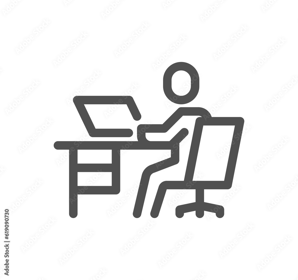 Fototapeta premium Work place related icon outline and linear symbol. 