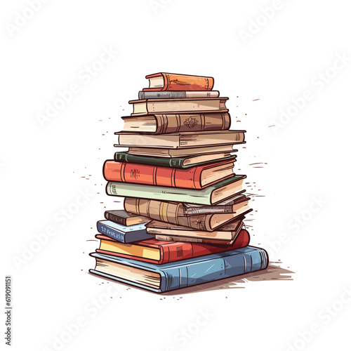 stack of books cartoon 