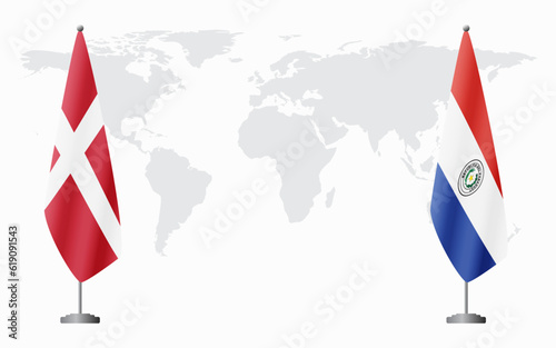 Denmark and Paraguay flags for official meeting