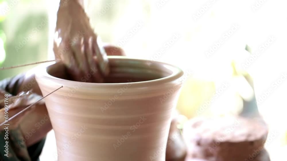 Potter Working With Clay In Pottery close-up traditional handmade crafting HD Potter Working With Clay In Pottery close-up traditional handmade crafting HD