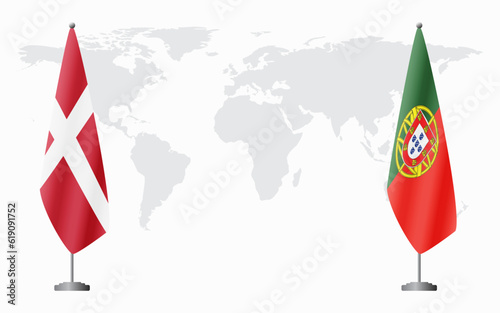 Denmark and Portugal flags for official meeting