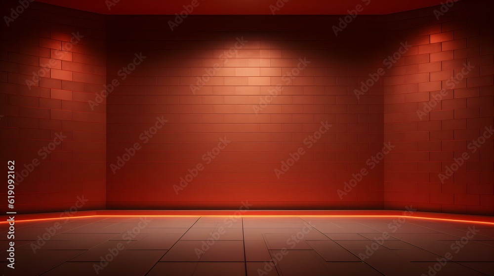 custom made wallpaper toronto digitalEmpty geometrical Room in Brick Red Colors with beautiful Lighting. Futuristic Background for Product Presentation.