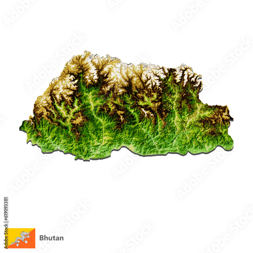Bhutan Topography Country  Map Vector