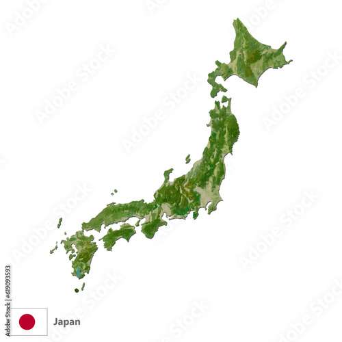 Japan Topography Country Map Vector