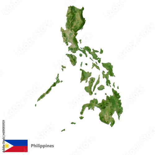 Philippines Topography Country  Map Vector