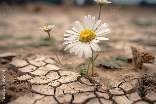 white flower on the sand AI generated. © Leoarts