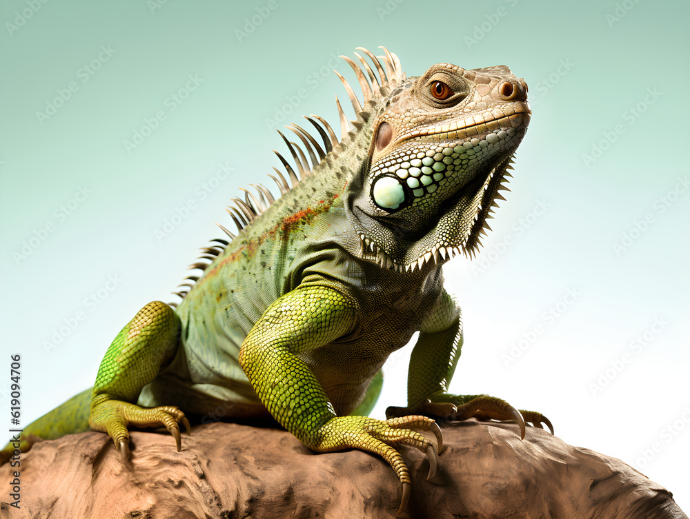 Fototapeta premium Iguanas are lizards in the genus Iguana and It is an animal that eats both plants and animals. Generative AI. Illustration