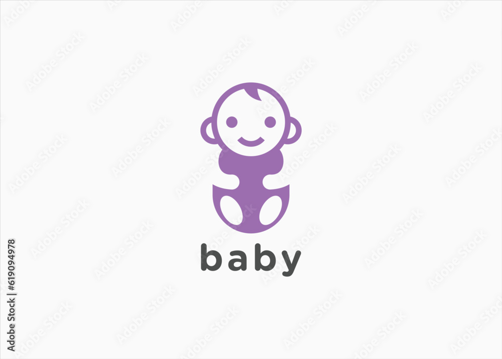 baby diaper logo design vector silhouette illustration Stock Vector