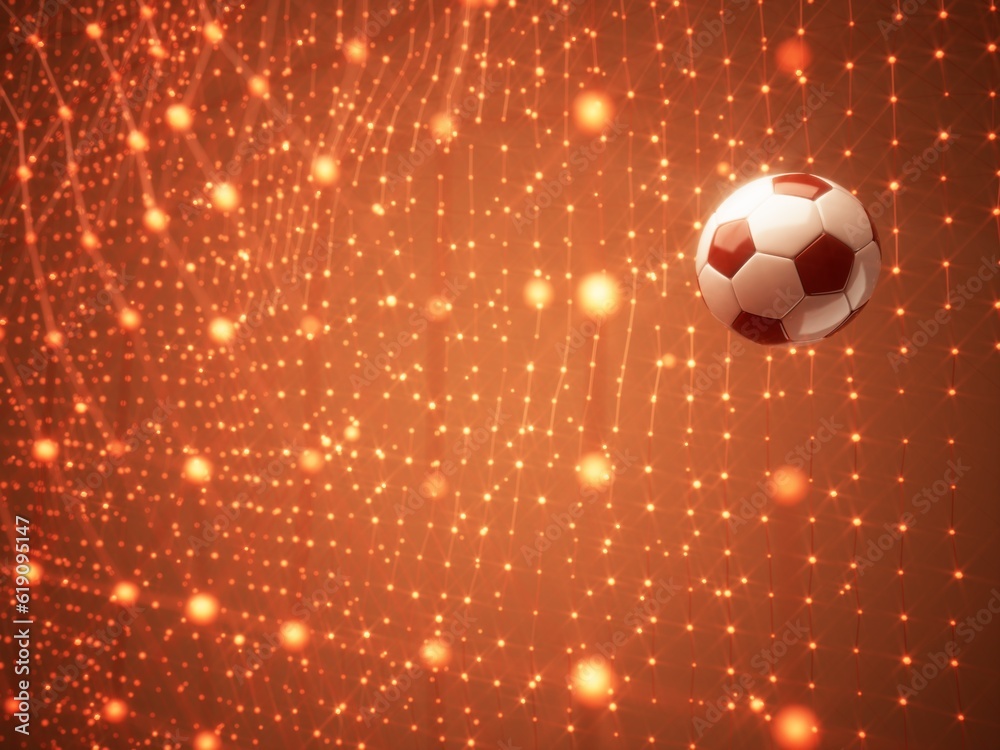 Fototapeta premium football ball 3d object. 3d illustration. graphic background element. sport abstract backdrop. soccer render design competition concept art. digital technology element beautiful lighting ground empty