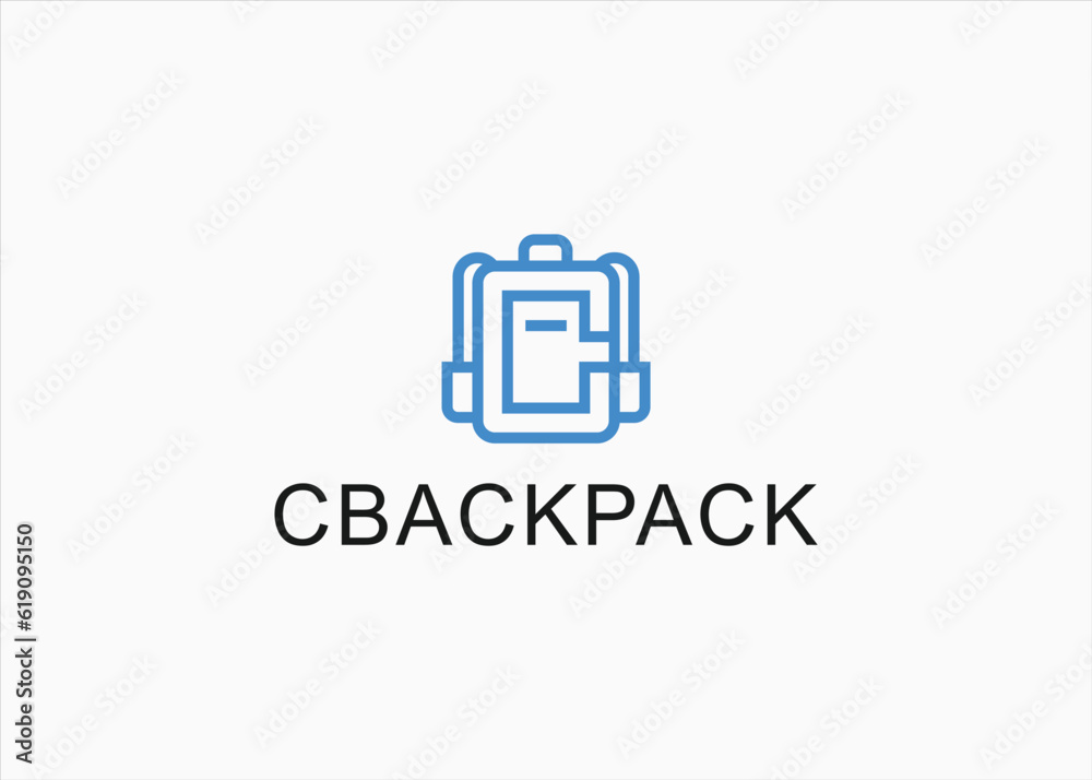 letter c with a backpack logo design vector silhouette illustration