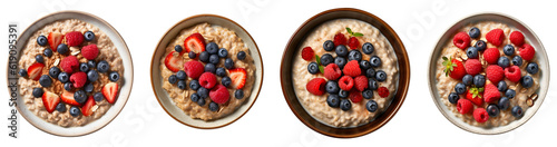 Stampa su tela Oatmeal with Berries on bowl top view