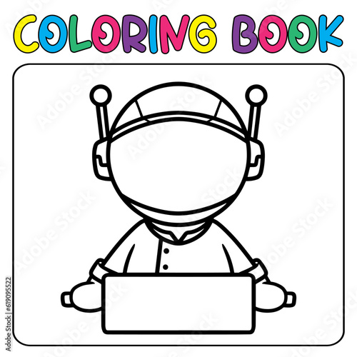 Vector cute astronaut for children's coloring page vector icon illustration