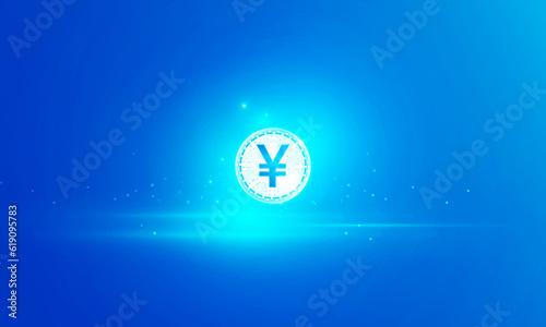 Abstract technology of yuan symbol Hitech communication concept of private key digital world, vector design.