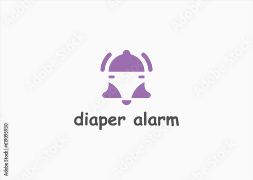 diaper with bell logo design vector silhouette illustration