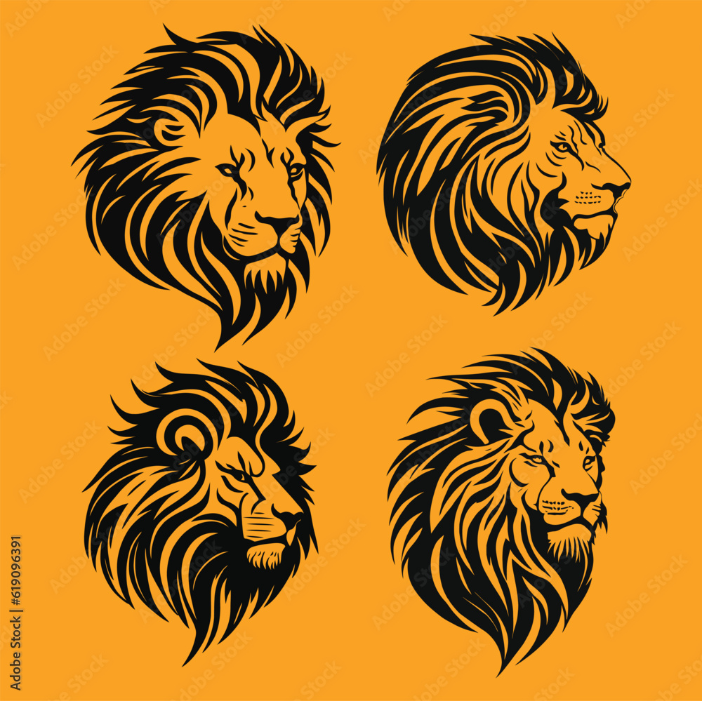 A set of lion head vector artwork and illustration A set of lion head vector artwork and illustration