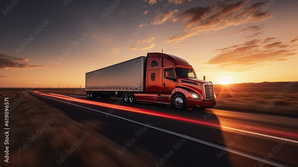 Truck speeding on road, delivery