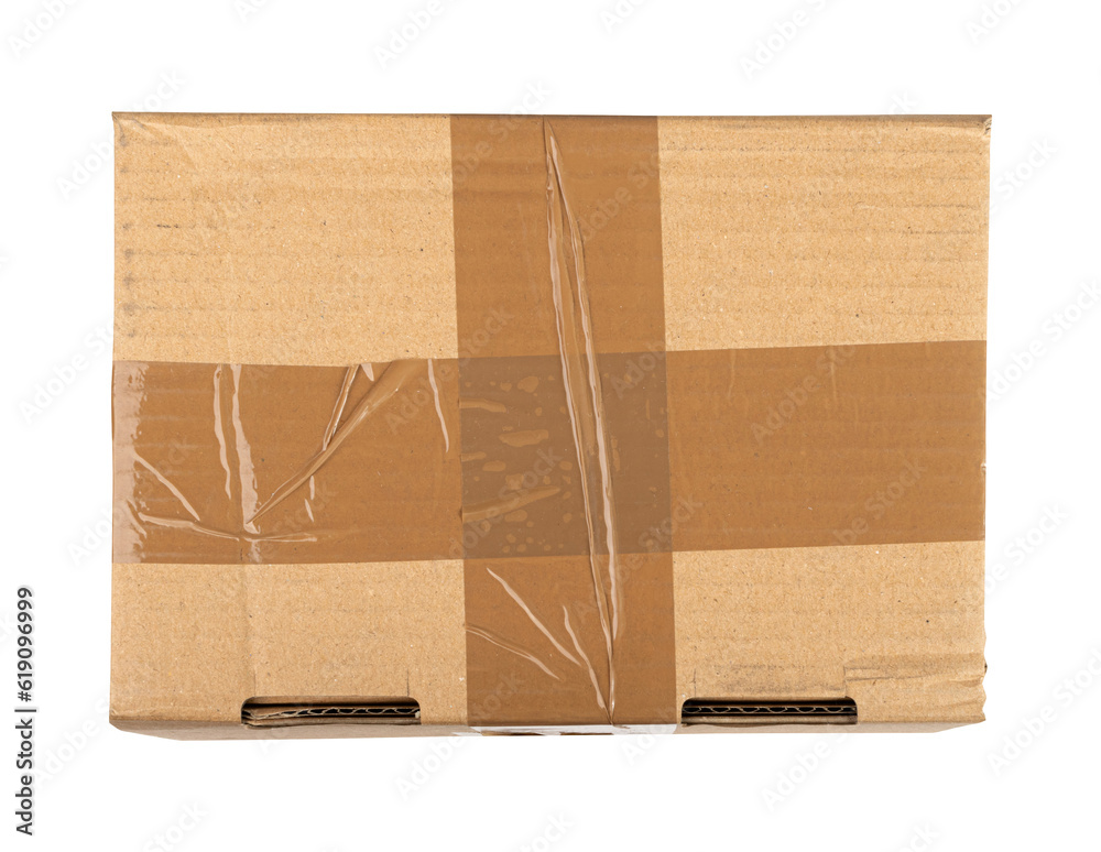 Card Board Box Isolated, Craft Paper Delivery Package, Old Carton