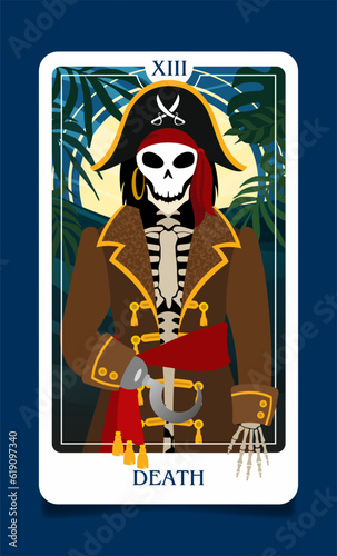 The card of the senior arcana is a DEATH. Occult esoteric spiritual Tarot. Numerology and fortune telling. Design flat vector illustrations