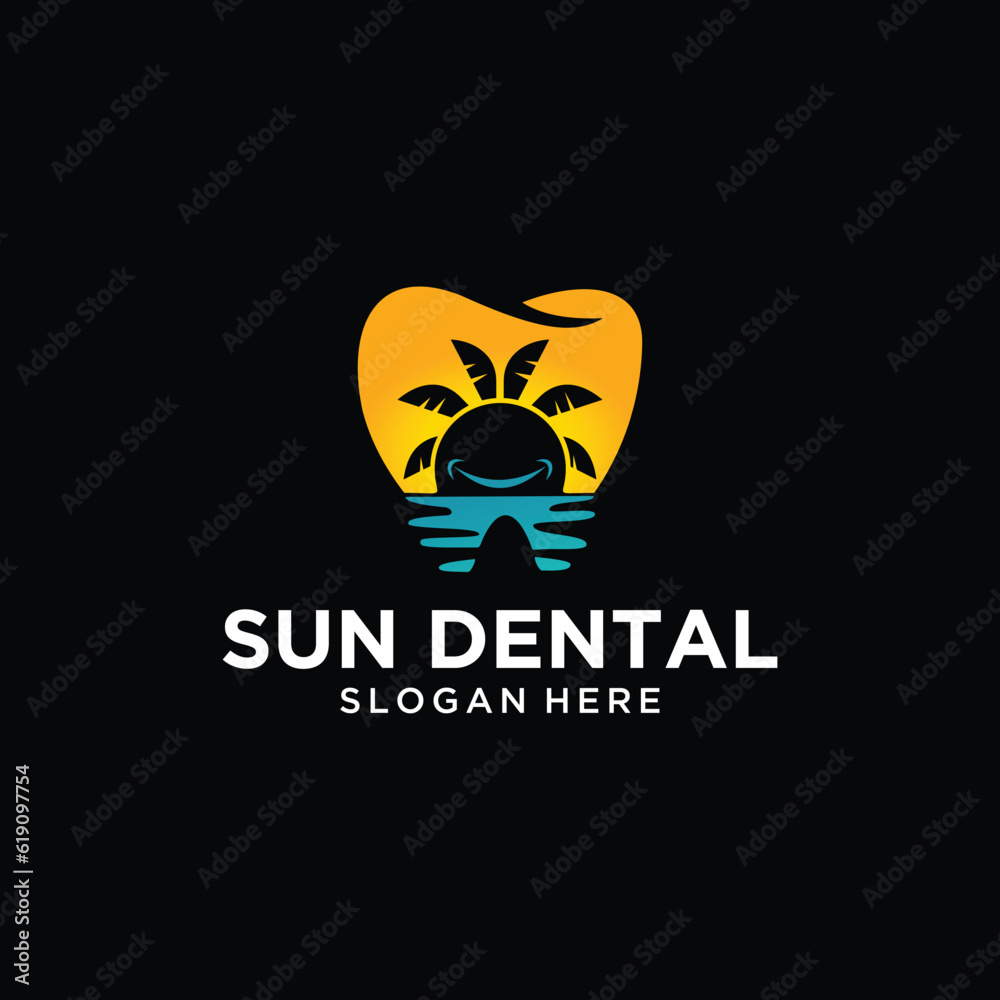 Sun Dental Logo Design Vector