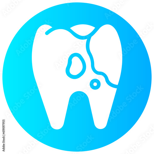 caries tooth round gradient vector icon