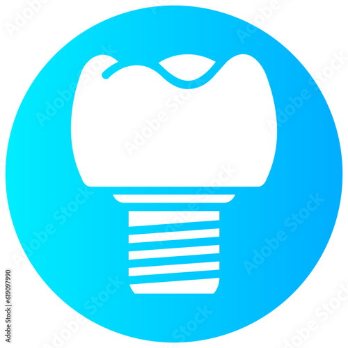 tooth implantation round gradient vector icon
