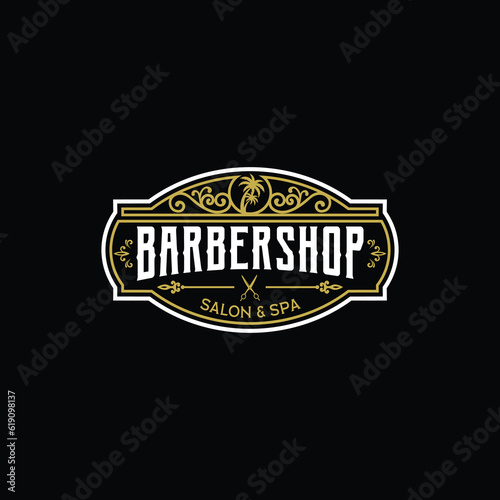 Luxury Barbershop Logo Design Vector