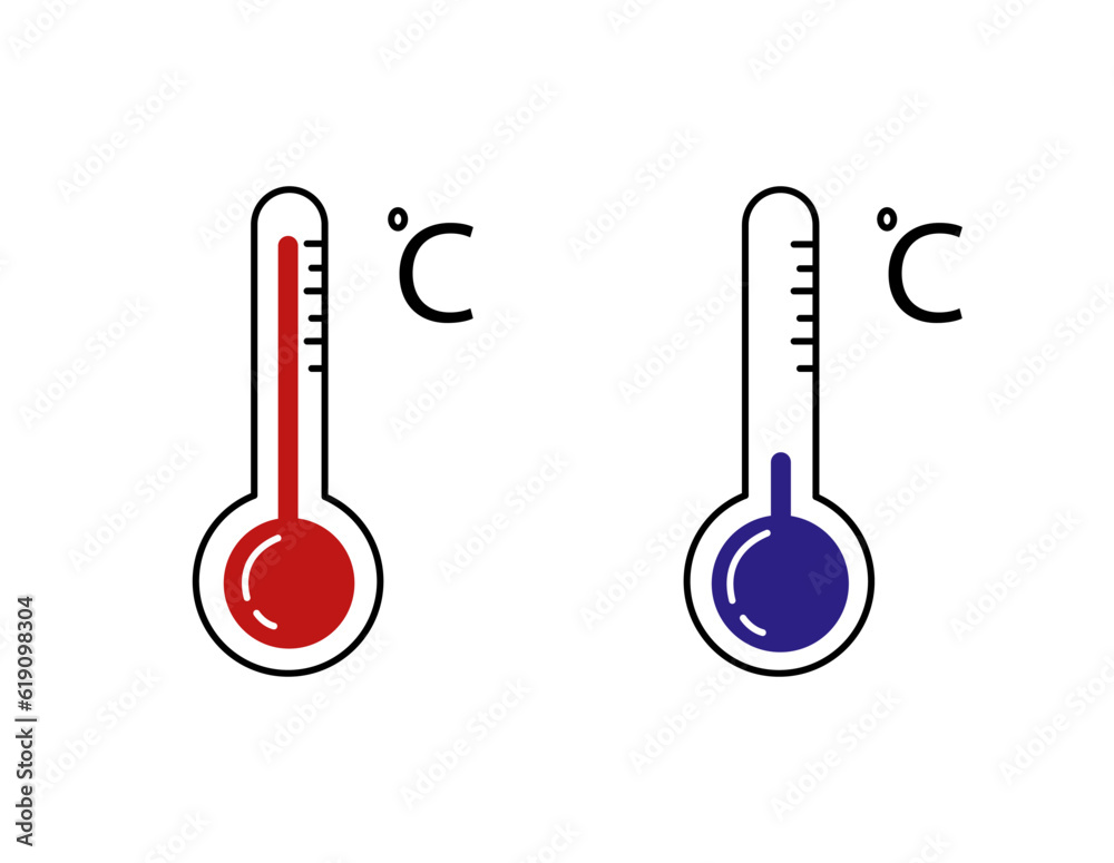 Celsius and Fahrenheit thermometers. Vector. Celsius and fahrenheit meteorology thermometers measuring heat and cold, vector illustration. Thermometer equipment showing hot or cold weather. Celsius and Fahrenheit thermometers. Vector. Celsius and fahrenheit meteorology thermometers measuring heat and cold, vector illustration. Thermometer equipment showing hot or cold weather.