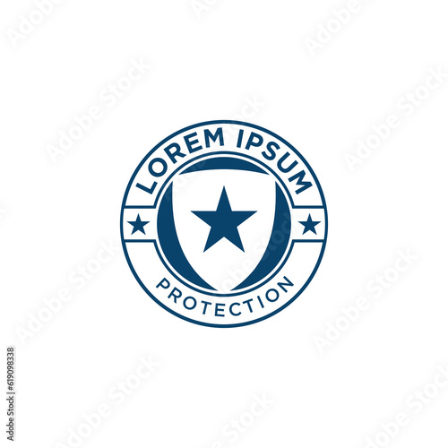 Stamp Star Shield Logo Design Vector