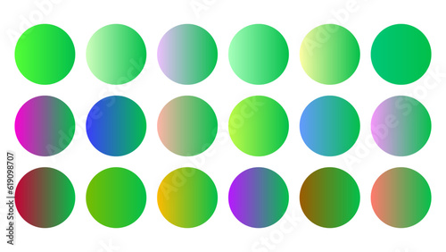 Colorful Parakeet Color Shade Linear Gradient Palette Swatches Web Kit Circles Template Set