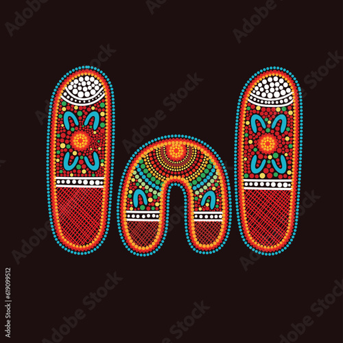 Woman symbol aboriginal dot art style colorful artwork