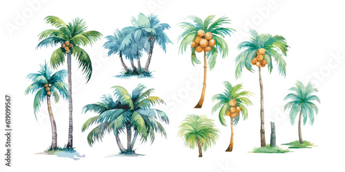 watercolor coconut tree clipart for graphic resources