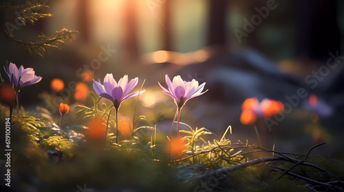 Bright forest flowers with a beautiful blurred background. © ArturSniezhyn